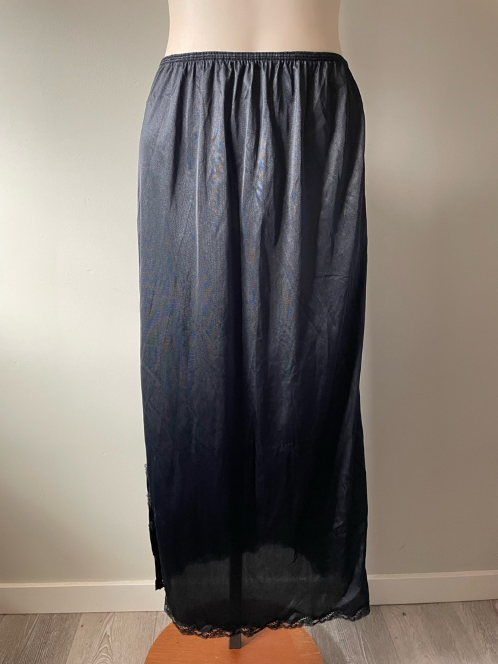 Vintage Lace Slip Skirt Black Whimsigoth Goth Gothic Size Small 80s 90s
